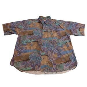 Hey Man Style and Substance Casual Short Sleeve Mens Shirt Button Up 90's XL